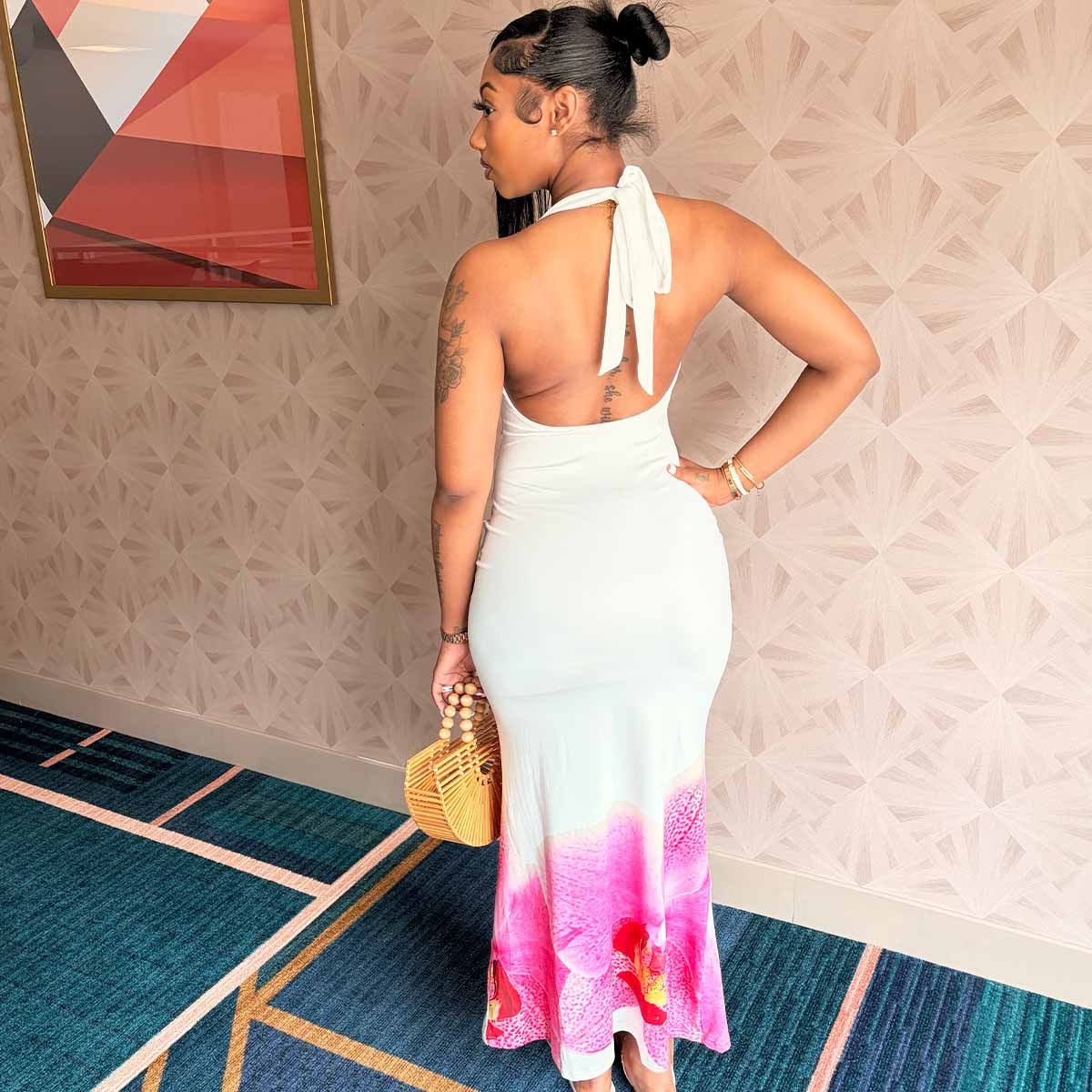 Flower Bomb Halter Maxi Dress - Image 2