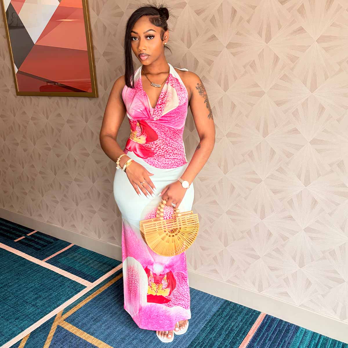 Flower Bomb Halter Maxi Dress